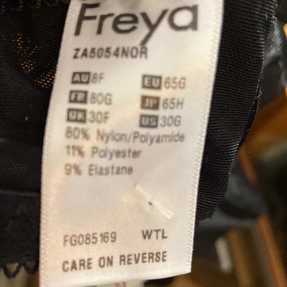 FREYA Set Twin Black/Noir Slip Babydoll Mesh Nylon Embroidered Bra sz 30 G NWT